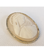 Vintage Virgin Mary / Madonna Carved Shell Cameo Brooch - $170.92 CAD