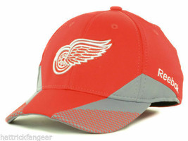 Detroit Red Wings NHL Center Ice Red Practice Stretch Fit Hockey Cap Hat L/XL - £16.66 GBP