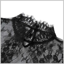 Victorian Collar Sheer Black Floral Eyelash Lace Renaissance Princess Blouse image 3