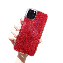 Anymob iPhone Case Red Glitter Sequins Epoxy Soft Silicon Back Cover - £19.81 GBP