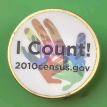 US Census 2010 I Count Multi Colored Hand Pin Gold Tone - £10.10 GBP