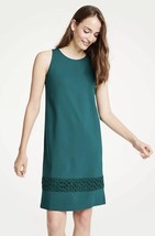 New Ann Taylor Lace Hem Sleeveless Cypress Green Ponte Shift Dress 00P Petite - £35.60 GBP