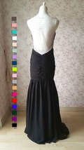 Black Open Back Mermaid Dress Gown Women Custom Plus Size Evening Dress image 3