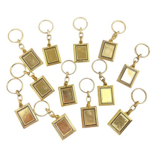 Primary image for 12 pack Gold Tone Rectangular Picture Photo Frame DIY Key Chain Blank Insert
