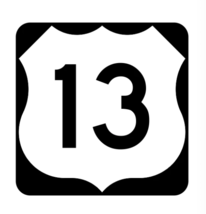 12&quot; us route 13 highway sign road bumper sticker decal usa made - £23.59 GBP