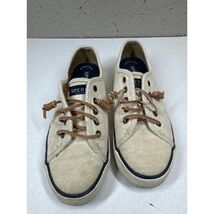 Sperry Pier View Canvas Sneaker Womens Top Slider Memory Foam Beige Size 7 - $19.95