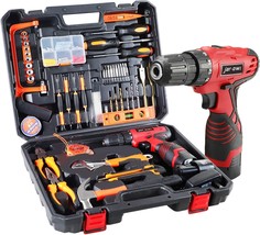 108 Pc\. Power Tool Combo Kits With 16Point 8V Cordless Drill,, Black/Red. - £72.72 GBP