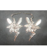 LARGE 40MM SILVER TONE MYSTIC FANTASY PAGAN  NYMPH FAIRY DANGLE EARRINGS - £11.68 GBP