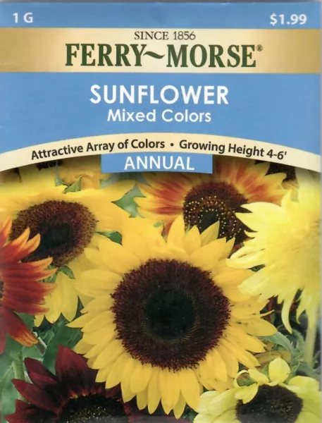 Sunflower Mixed Colors Flower Seeds Non-Gmo - Ferry Morse 12/24 Fresh Garden - £6.29 GBP