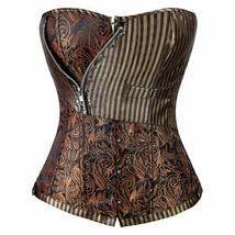 Steampunk Corset Brown Brocade Overbust Corset Lace Up Back 2XL 3XL 10/1... - £21.43 GBP