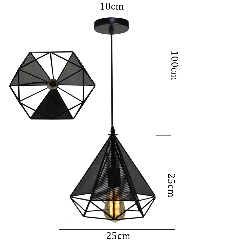  Pendant Light Shade  Hanging Cage Vintage LED Lamps E27 Industrial Loft  Home K - £185.07 GBP