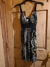 SPEECHLESS sleeveless dress, Sz Med, Black w/ emerald floral. - £5.43 GBP