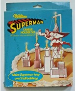 1979 Superman Cake Toppers Wilton Candle holders New Old Stock in Box U167 - £7.50 GBP