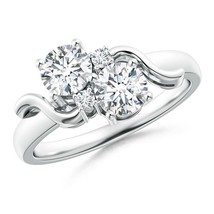 Angara Lab-Grown 1 Ct Vintage Style Two Stone Diamond Swirl Ring in Silver - £679.18 GBP