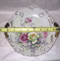 Arnart Flowered Dish w Gilt Handle Tabs - £5.92 GBP