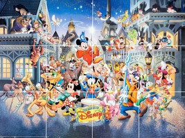 magic of disney all characters parade mickey mouse ceramic tile mural ba... - $59.39+