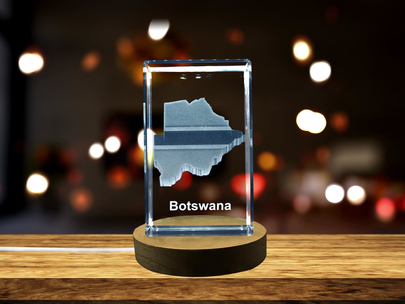 LED Base included | Botswana 3D Engraved Crystal 3D Engraved Crystal Keepsake