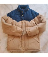 VTG Polar Gear Goose Down Two Tone Tan &amp; Navy Puffer Jacket Medium Zip &amp;... - $851.80 MXN