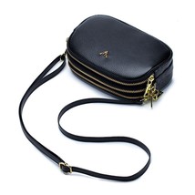 New Three Zipper Lady Messenger Bag Leisure Bag Woman Clutch Bag Flap Bag Leathe - £28.40 GBP