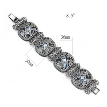 LO4225 - TIN Cobalt Black Brass Bracelet with AAA Grade CZ  in Clear - $2,438.17 MXN