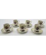 R) Vintage TILSO N3107 Floral Demitasse Cup Saucer Set of 6 Japan - $49.49
