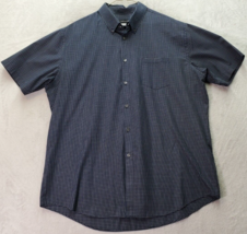 Van Heusen Dress Shirt Mens XL Navy Cotton Gingham Check Collared Button Down - £9.53 GBP