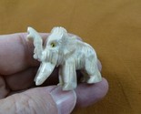 (Y-WOO-30) little white Woolly Mammoth carving SOAPSTONE stone figurine ... - $8.59