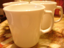 Corelle Winter White Mugs/Cups (3) with &quot;D&quot; shape handle GUC - $20.00