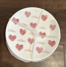 Set of 4 Maxcera 6&quot; Appetizer Dessert Plates Pink Hearts Love Design Cer... - £23.56 GBP