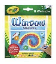 Crayola Washable Window 8pc Marker Auto Glass Ceramic School Team color cone tip - £7.60 GBP