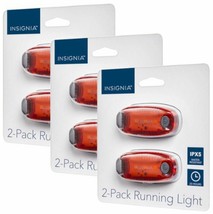 6-PACK NEW Insignia Night Safety Running Lights RED Clip-on IPX5 Bike Bi... - £11.23 GBP