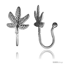 Small Sterling Silver Pot Leaf Non-Pierced Nose Ring (one piece) 9/16  - £8.82 GBP