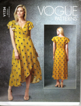 Vogue V1734 Misses 16 to 24 Fitted Side Tie Dress UNCUT Sewing Pattern 2021 - $23.11