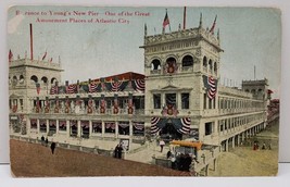 Atlantic City NJ Entrance to Young&#39;s New Pier, Amusement Place 1909 Postcard B18 - £5.55 GBP