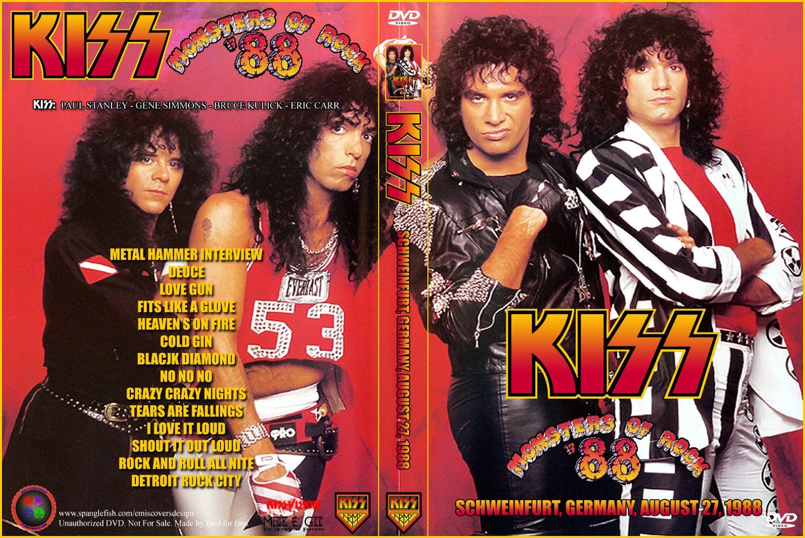 Kiss Live Monsters of Rock 1988 DVD Pro-Shot Schweinfurt 08-27-1988 Very... - $20.00
