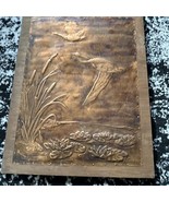 VINTAGE 18&quot; X 14&quot; EMBOSSED COPPER GEESE IN FLIGHT BIRDS ON WOOD WALL HAN... - €60,88 EUR