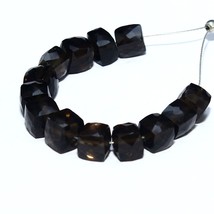 Natural Smoky Quartz Faceted Square Cube Beads Loose Gemstone Making Jewelry - £7.55 GBP