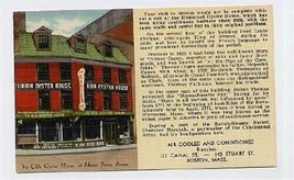 Union Oyster House Boston Linen Postcard - $9.90