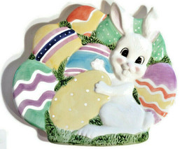 Fitz &amp; Floyd FF Handcrafted Holiday Easter Bunny &amp; Eggs Plate Dish 8.5&quot; ... - £23.94 GBP
