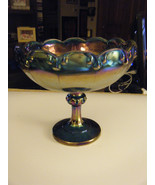 Vintage Carnival Glass Harvest Grapes Blue Iridescent Footed Fruit Servi... - £44.34 GBP