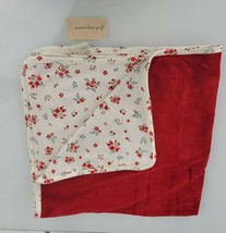 First Impressions Cream Red Floral Flower Velour Velvet Cotton Baby Blan... - $44.54