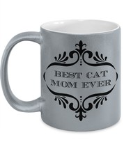 Best Cat Mom Ever - Cat Lover Coffee Tea Mug silver gold pink 11oz - £15.38 GBP