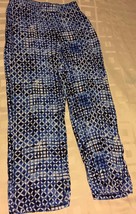 JM Collection Blue White Geometric Pull On Elastic Waist Casual Pants Petite PM - £21.16 GBP