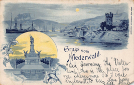 GRUSS of NIEDERWALD RUDESHEIM GERMANY~1902 MULTI IMAGE POSTCARD - £8.56 GBP