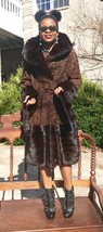 New Designer Hooded sable hue Swakara persian lamb Mink Fur coat S-M-8 Free belt - £1,813.47 GBP