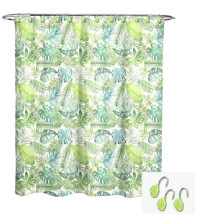 Avanti Palm Leaf Fabric Shower Curtain &amp; Hook Set Summer Beach House Tro... - £30.28 GBP