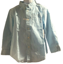 Wonder Nation Boys Button Down Shirt Size 4-5 Long Sleeve Blue Plaid Pocket - £6.15 GBP