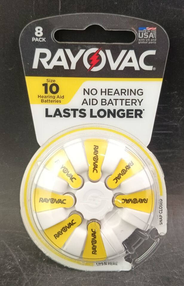 Rayovac Hearing Aid Batteries Size 10 Eight-Pack Disc, Free Shipping - $5.99