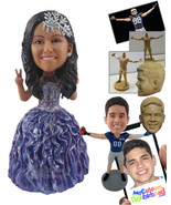 Personalized Bobblehead Woman Wearing Fancy Gown - Wedding &amp; Couples Bri... - £73.28 GBP