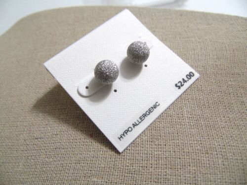 Department Store 3/8" Silver Tone Rough Ball Stud Earrings B249 - $6.21